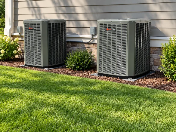 Two outdoor air conditioning units beside a Southwest Florida home